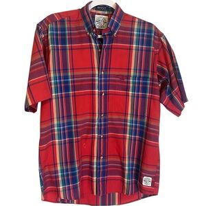Vintage 90s Gant Red and Blue Casual Button Down Shirt